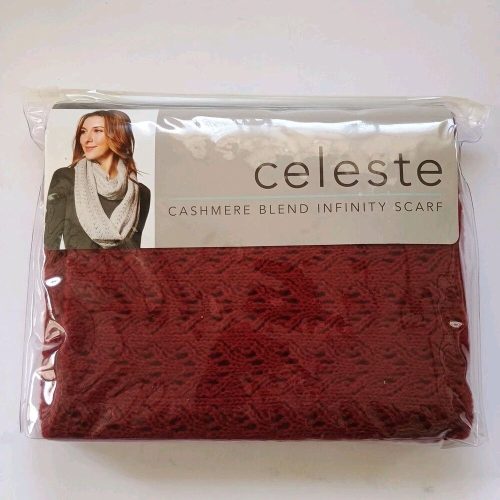 Celeste Women's Cashmere Blend Infinity Scarf Cranberry NEW